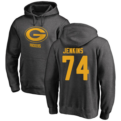 Men Green Bay Packers Ash #74 Jenkins Elgton One Color Nike NFL Pullover Hoodie Sweatshirts